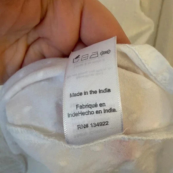 Emerson Fry India Collection Swiss Dot Blouse S Cottage Peasant Boho Coastal - Picture 7 of 11